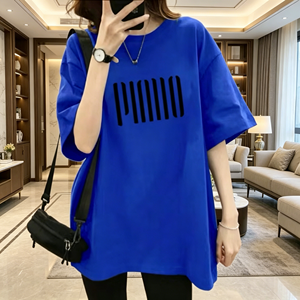 Camiseta de algodón coreana de longitud media para mujer, <span class=keywords><strong>talla</strong></span> <span class=keywords><strong>grande</strong></span>, estilo informal, que reduce la edad, de manga corta, para verano 2026, venta al por mayor - Product Image 2