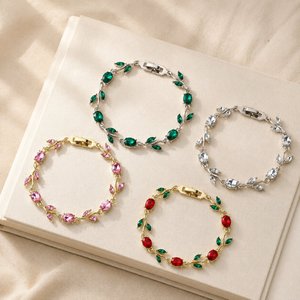 Exquisite Gold Plated S925 Sterling Silver Tulip <b>Bracelet</b> Ladies Delicate Flower Vine <b>Bangle</b> Jewelry for Valentine's Day Gift - Product Image 1