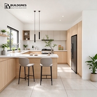Armoires de cuisine shaker modernes en bois d'érable massif de haute qualité Buildgres Custom North Simple Design Classic Flat Pack Brillant