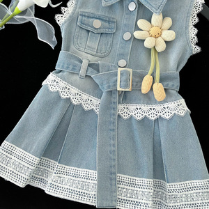 Nuovo Vestito Primaverile ed Estivo 2025 per Bambina in Stile Coreano, in Cotone Denim con Inserti in Pizzo, Modellante, per Età 3-8 Anni - Product Image 3