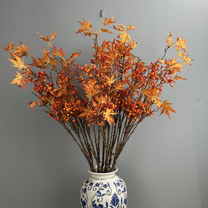 Feuille d'érable artificielle d'automne, branche de baies, décoration de jardin, décoration douce pour mariage et maison, plantes artificielles, fleurs en plastique, plante artificielle - Product Image 4