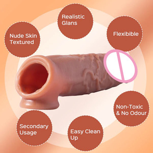 Funda para Pene con Anillo para el Pene, Juguete Sexual, Funda de Silicona Ultrasuave, Anillo para Testículos Engrosado Reutilizable, Juguete para Adultos Masculino - Product Image 1
