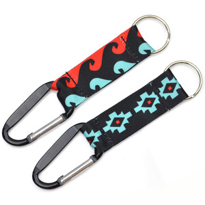 OEM Custom Logo Carabiner Hook Lanyard Key Ring Eco-Friendly Polyester Short Strap Lanyard with Custom Keychain