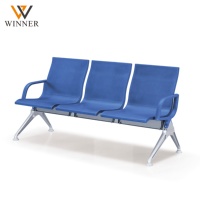 Nouveau modèle de banc d'attente moderne pour espaces publics, trois places, avec coussin en PU, pour aéroport, terminal, hôpital, hall, bureau, extérieur, salle de sport