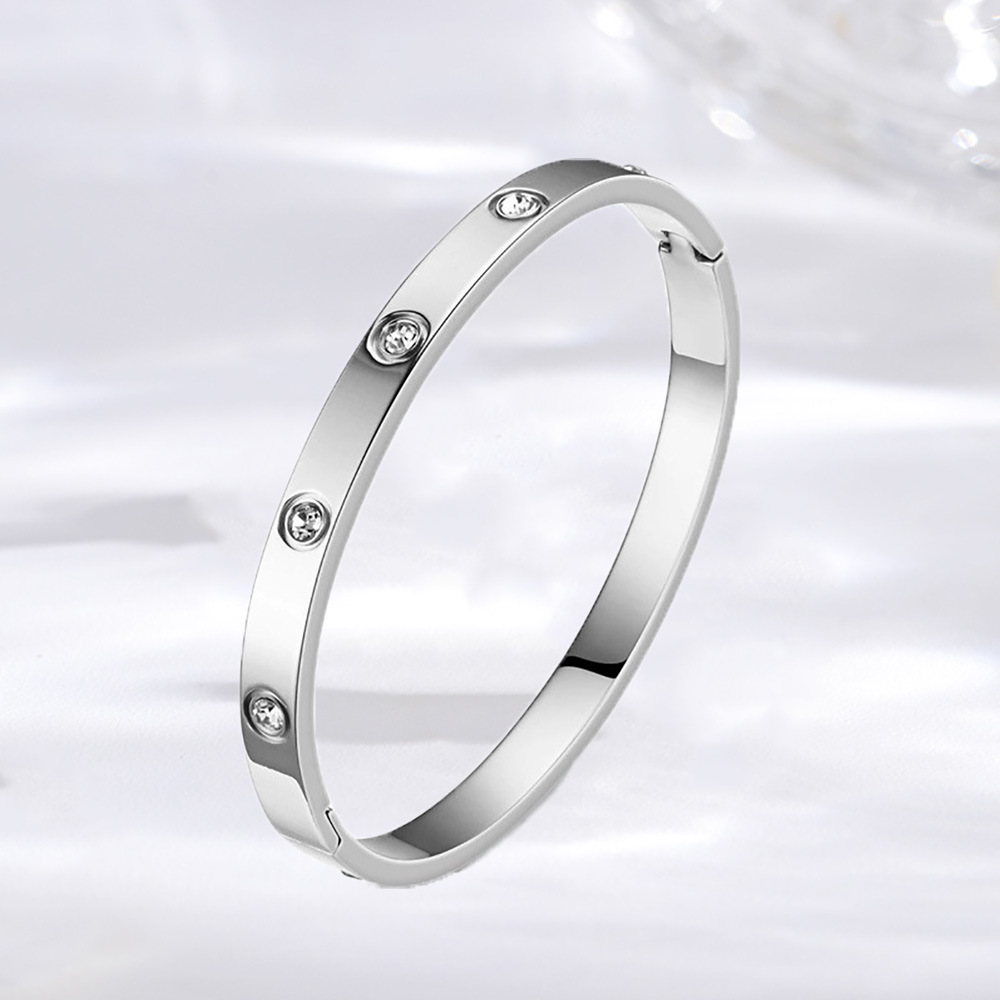 Bracelet plein de diamants 6 mm - couleur acier
