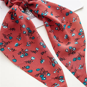 Nieuwe Aankomst Bloemenprint Groene Kleur Haar Scrunchies Haaraccessoires Lange Sjaal Staart Malaysia Moslim Scrunchy Voor Meisjes - Product Image 6