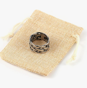 Bague pour homme en acier inoxydable vintage, ajourée, tressée, 12 mm de large - Product Image 2