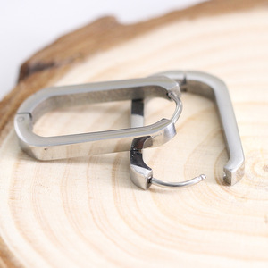 Hoop <b>Earrings</b> Geometric Oval <b>3mm</b> Stainless Steel Fashion Jewelry - Product Image 4