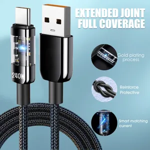 Cable de Carga Rápida USB3.0 <span class=keywords><strong>Tipo</strong></span> <span class=keywords><strong>C</strong></span> de 10A 240W, Super QC3.0, con LED, para Transferencia de Datos, para Computadora, Tableta y Laptop - Product Image 3