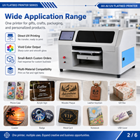 Printer UV Flatbed Otomatis A4 dengan Print Head DX7, CMYK, Putih, Varnish, Pencetakan Kartu Multiwarna untuk Kustomisasi Permukaan Datar