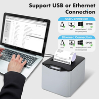 Impresora Térmica de Recibos POS Inalámbrica Transparente de 80 mm y 3 Pulgadas para Restaurantes, Interfaz USB, Bluetooth y LAN con Cortador Automático