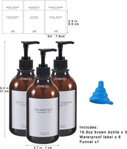 Botella <span class=keywords><strong>de</strong></span> Vidrio Ámbar Vacía <span class=keywords><strong>de</strong></span> 16 oz/500 ml con Logotipo Personalizado, con Bomba Recargable <span class=keywords><strong>para</strong></span> Champú, Loción, Aceite, Jabón <span class=keywords><strong>de</strong></span> <span class=keywords><strong>Ducha</strong></span>, Jabón <span class=keywords><strong>de</strong></span> Manos y Jabón <span class=keywords><strong>para</strong></span> Platos - Product Image 5