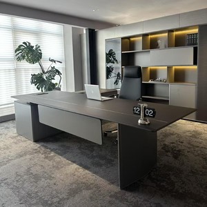 Bureau de direction moderne en bois luxueux en forme de L, conçu pour le PDG. - Product Image 1