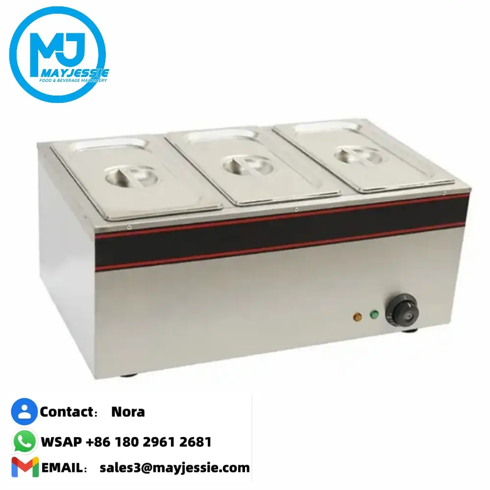 Calentador de alimentos eléctrico para uso comercial, 3 sartenes, vaporizador de encimera de acero inoxidable con Control de temperatura para Buffet Bain Marie