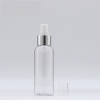 Flacon pulvérisateur transparent en PET de 50 ml/100 ml/120 ml/250 ml avec bouchon à vis, impression sérigraphiée personnalisée, emballage pour soins de la peau, fourni par l'usine