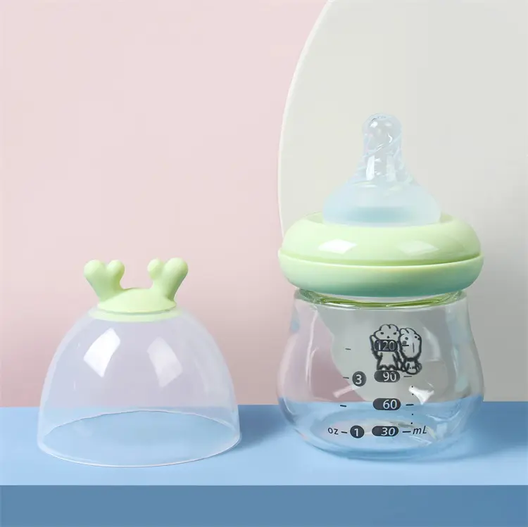 Baby Feeding Bottles 120ML Eco-Friendly Newborn Infant Borosilicate Glass Baby Feeding Bottle Milk Glass Bottle For Milk