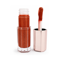 Gloss à lèvres personnalisé OEM, formule propre, cosmétique, paillettes fines, couleur vibrante, fini dewy, gloss à lèvres en marque privée