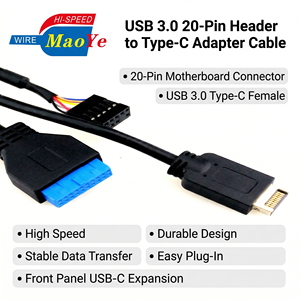 สายอะแดปเตอร์ MAOYE OEM USB3.0 20 พิน จากหัวต่อเมนบอร์ดแบบ 20 พิน เป็น Type C ตัวเมีย ความเร็ว 5Gbps สำหรับต่อพ่วงแผงด้านหน้าเคสคอมพิวเตอร์ตั้งโต๊ะ - Product Image 2