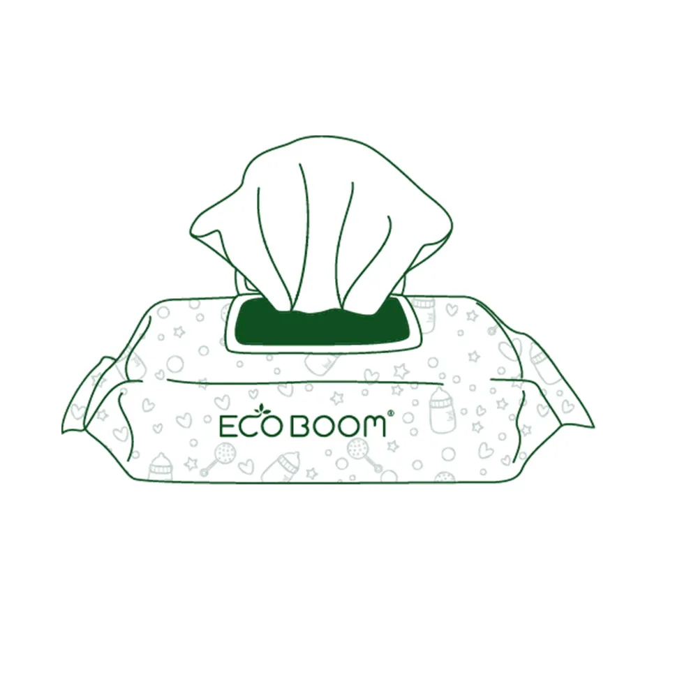 Ecological Wipes ECO BOOM Baby Eco Bamboo Ecological Flushable Biodegradable Body Wipes Of Custom