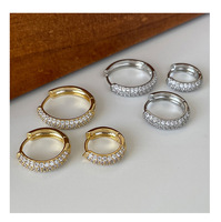 Pendientes de Aro Geométricos de Lujo Ligero para Mujer, de Aleación de Cobre con Aguja de Circonita Súper Brillante, Rodio 18K, de Alta Gama y Diseño Exclusivo
