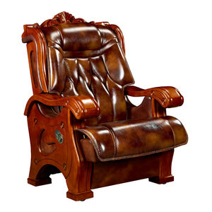 Patron döner yöneticisi gerçek deri yönetici ofis mobilya sandalye ahşap lüks patron sandalyesi - Product Image 3