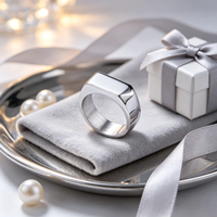 Edelstahl Blanko-Siegelring Unisex Polierter Quadratischer Fingerring Individuell Gravierter Modischer Schmuck für Männer und Frauen