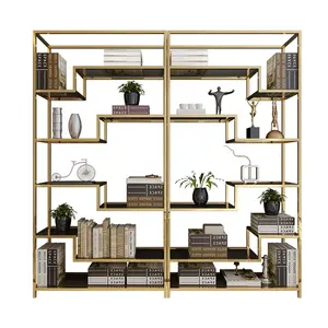 Bibliothèque moderne en acier inoxydable, étagère de luxe légère et personnalisée, de haute qualité, pour hôtel familial bureau