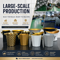 LiqVis Premium Lion Handle Gold Gaya Baru Wadah Pendingin Bir Anggur Logam Stainless Steel Ember Es untuk Pesta Bar Pernikahan