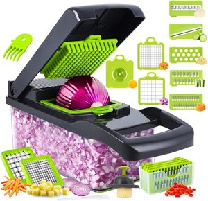 15 Pcs Multifunctional <b>Kitchen</b> <b>Gadget</b> Plastic Vegetable Chopper Manual Vegetable Cutter Fruit Potato Slicer Grater - Product Image 1