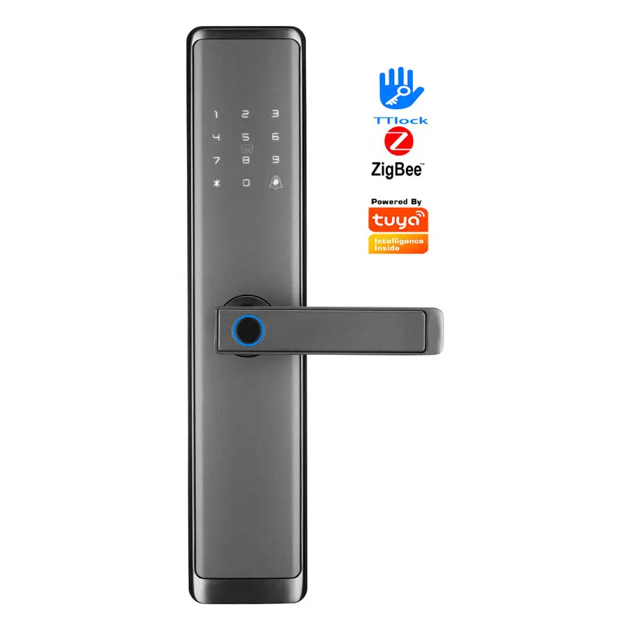 TOPTEQ Zigbee Tuya TTLock akıllı kilit Wifi güvenlik kilitleri akıllı DoorLock 2023 parmak izi kilidi ve Alarm
