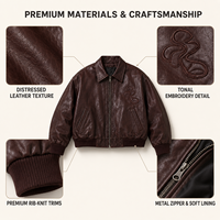 Veste Bomber Universitaire Personnalisée en Cuir Brodé, Couture Haute Densité, Veste Bomber de Luxe pour Hommes, Manteau OEM
