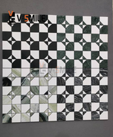Mosaïque hexagonale de design moderne, finition polie, marbre vert naturel pour mosaïque murale intérieure de villa