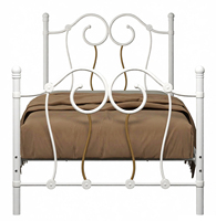 Cadre de lit en fer blanc avec accents dorés, gain de place et durable, aucun sommier tapissier nécessaire pour chambre à coucher et chambre d'amis Uetco