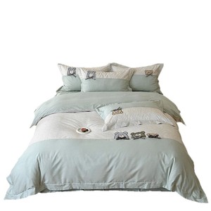 Juego de Ropa de Cama de Algodón con Diseño de Osito de Peluche Estilo Coreano, 4 Piezas, Bordado, Color Sólido, Dibujos Animados, para Niños, Uso en las Cuatro Estaciones - Product Image 5