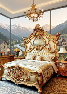 Lit de Mariage en Bois Massif Sculpté à la Main Style Royal Antique – Mobilier de Chambre de Luxe Premium - Product Image 3