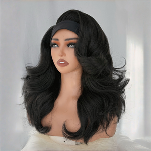 Perruque synthétique Latisha à ondulations courtes, effet yaki bouclé, en fibre haute température, aspect naturel, avec bandeau <span class=keywords><strong>afro</strong></span>, sans colle - Product Image 5