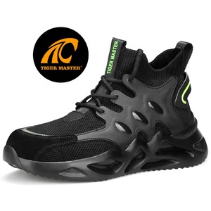 Chaussures <span class=keywords><strong>de</strong></span> <span class=keywords><strong>sécurité</strong></span> OEM montantes noires confortables et tendance, anti-perforation, avec embout en acier, semelle EVA souple antidérapante, légères pour hommes - Product Image 1