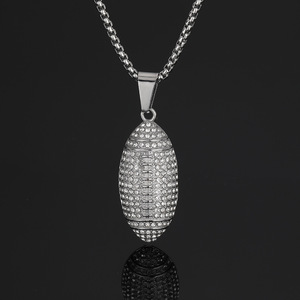 Colliers pendentifs en acier inoxydable plaqué platine étoile, style hip-hop, avec zircone cubique, pour sports de compétition, rugby, étanches et inaltérables - Product Image 5