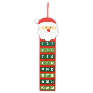 Kleurrijke Creatieve Groothandel Vilt Stof Kerst Santa Countdown Adventmuur Opknoping Kalender Met Zakken