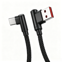 Câble USB-C à angle droit, 1 pièce, 2 m, charge rapide 3A, en cuivre pur, tressé en nylon, pour téléphones 17/16/15 Pro Max/Plus S24/S23 Note 20