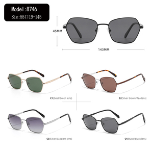 Gafas de Sol con Marco Metálico Rectangular, Lentes Verdes, Protección UV400, Gafas de Moda Unisex, Protección Solar para Adultos - Product Image 3