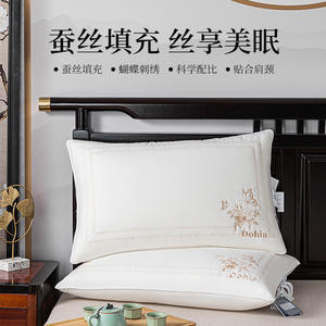 Oreiller en soie Dohia rectangulaire 1,1-2 Jin antibactérien pour le soutien de la colonne cervicale adulte blanc - Product Image 1