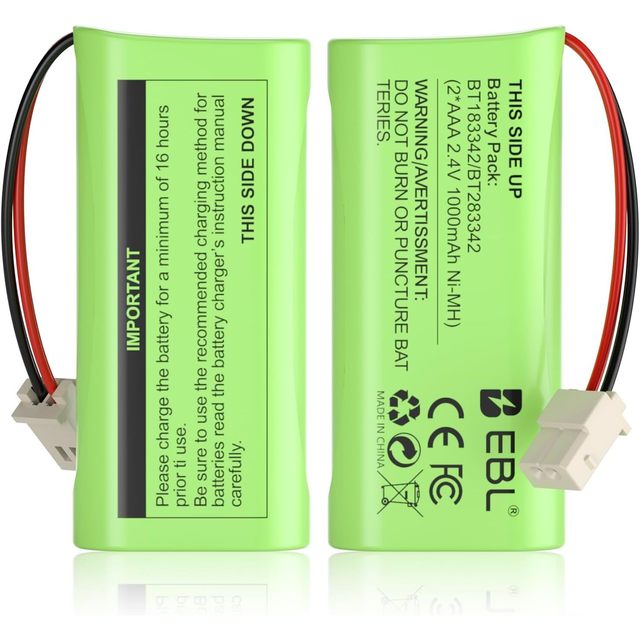 For EBL BT183342/283342 2.4V 1000mAh Ni-MH Battery Medical Compatible AT&T VTech Cordless Phone Batteries BT166342/BT266342
