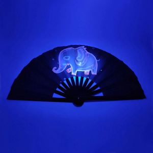 Luxury <b>Large</b> Custom Printed Big Fluorescence UV Bamboo Hand <b>Fan</b> - Product Image 2