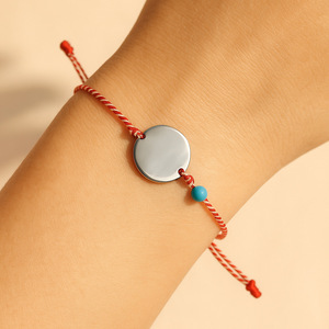 Custom Engraved Round <b>Bracelet</b> with POD Design Handmade <b>Bracelet</b> Adjustable <b>Boho</b> Style Rope <b>Bracelet</b> for Women Men - Product Image 4