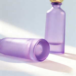 Botella de Perfume de Vidrio Morado de 50 ml Personalizada, Botella de Perfume de Vidrio Cilíndrica de Lujo con Pulverizador para Tapón de Bola con Caja Redonda - Product Image 6