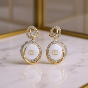 Orecchini Pendenti in Palladio e Oro 18K con Cristalli, Gioielli Geometrici di Lusso per Donna - Product Image 2