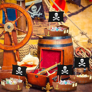 Bandejas Desechables de Papel para Servir Alimentos, Diseño Personalizado, Decoración para Fiestas, Carnavales, Temática Tropical, Piratas - Product Image 3