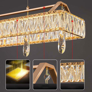 Alta calidad decoración del hogar LED Luz Hotel Villa rectangular lujo K9 cristal oro araña - Product Image 5