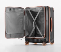 Valise de voyage unisexe à coque rigide en PC, ouverture frontale, poignée en tissu moderne, extensible, avec roulettes, serrure TSA, vente en gros d'usine, OEM ODM, modèle 9028